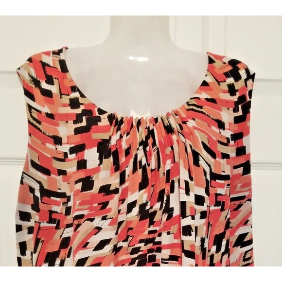 Jones Studio Women's Blouse Top Size 1X Multicolr Geometric Design Sleeveless - Picture 2 of 5